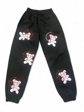 Named Collective Black Sweatpants with Red Target Bear Print